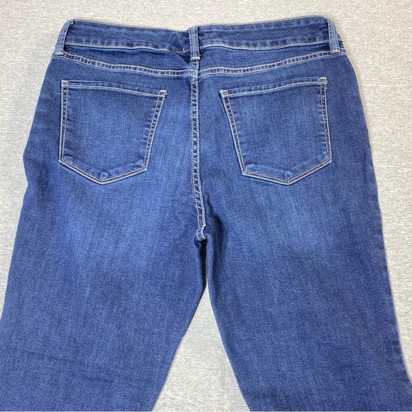 St Johns Bay Jeans Womens 12 Blue Skinny Boho Embroidered Hem Pom Mid Rise Denim - Picture 8 of 14